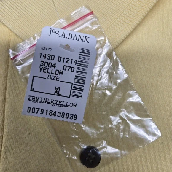 Jos. A. Bank Polo Shirt Mens XL Yellow Traveler's Collection Cotton Short Sleeve - Picture 9 of 16